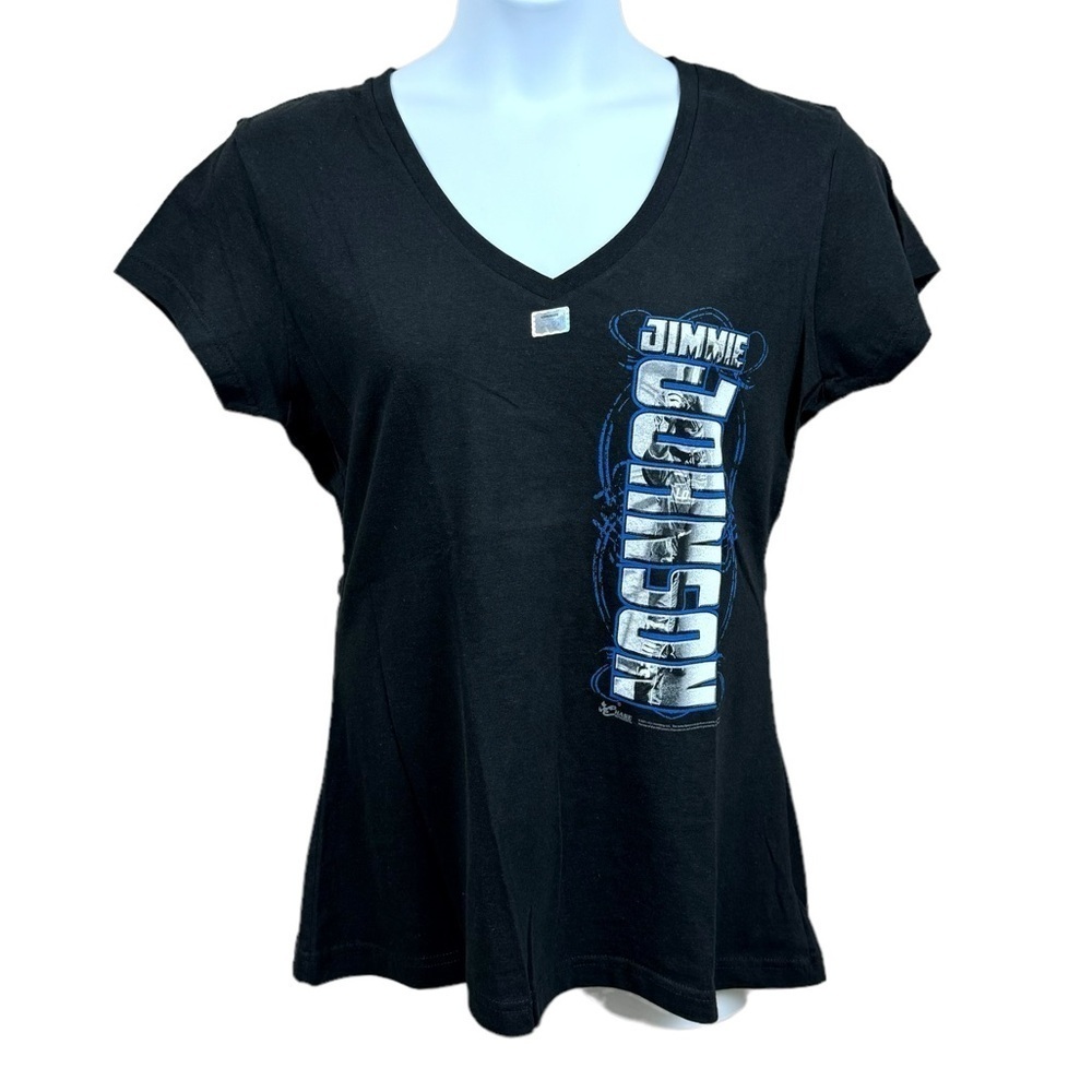 Nascar Womens Cut Black V Neck Jimmie Johnson #48 T-Shirt Size XL